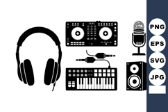 Audio Equipment Headphones Mixer Microphone Icons Product Image 1