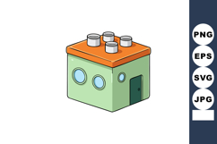 Toy building block house with orange roof and green walls ve Product Image 1