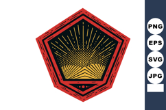 Open book with radiant golden rays vector emblem in red and Product Image 1