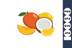 Mango coconut lemon tropical fruit vector illustration in br Product Image 1