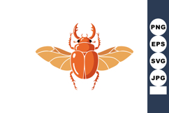 Scarab beetle vector with open wings design in orange and be Product Image 1