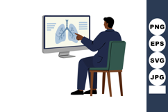 Medical doctor analyzing lung X-ray image on computer screen Product Image 1