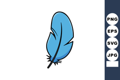 Blue Feather Vector Icon Feather Illustration Minimalist Des Product Image 1