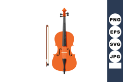 Violin with Bow Musical Instrument Stringed Orange Wood Clas Product Image 1