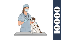 Veterinarian examining dog on table with medical equipment a Product Image 1