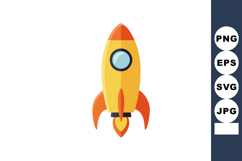 Rocket ship icon with orange and yellow colors blasting off Product Image 1