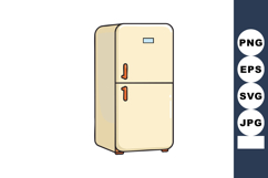 Beige retro refrigerator with orange handles vintage kitchen Product Image 1