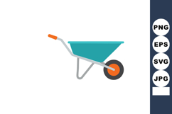 Wheelbarrow vector illustration with turquoise tray and oran Product Image 1
