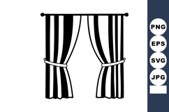 Window curtains with tiebacks simple black and white striped Product Image 1