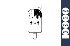 Cute smiling popsicle ice cream with chocolate topping and s Product Image 1