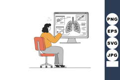 Woman studying human lungs anatomy on computer screen with m Product Image 1
