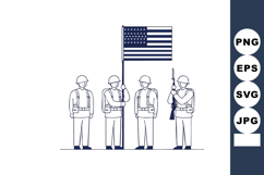 United States soldiers holding flag and standing guard vecto Product Image 1