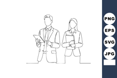 Businessman and businesswoman holding documents in minimalis Product Image 1