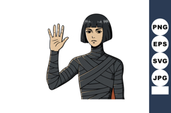 Woman with black bob haircut and wrapped bandage clothing ho Product Image 1