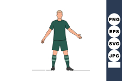 Male soccer player in green uniform standing with arms open Product Image 1