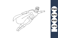 Superhero flying forward in dynamic pose with cape and mask Product Image 1