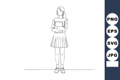 Student standing with crossed arms holding book minimalist l Product Image 1