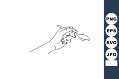 Hand holding spoon in simple line art style minimalistic vec Product Image 1