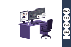 Modern office workspace with multiple monitors showing user Product Image 1
