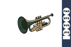 Vintage trumpet musical instrument vector illustration with Product Image 1