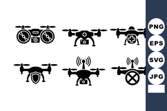 Drone Icons Set Camera Shield Medical Vector Product Image 1