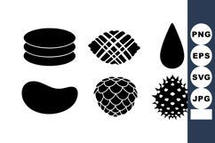 Six Black Silhouette Seed Shapes Collection Vector Product Image 1