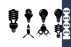 Energy Saving Light Bulbs Vector Icons Set Product Image 1