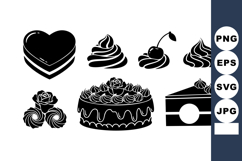 Heart Shaped Cake Cherry Cupcake Vector Illustration Product Image 1