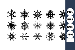 Diverse Black Ornamental Snowflake Vector Icons Product Image 1
