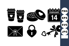 Valentine Icons Coffee Chocolates Calendar Envelope Lock Product Image 1