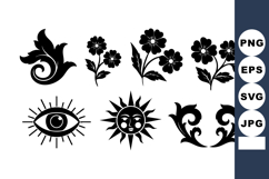 Vintage Decorative Floral Elements Sun Eye Ornament Product Image 1