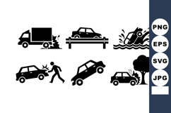 Car Accident Vector Icons Various Crash Scenarios Product Image 1
