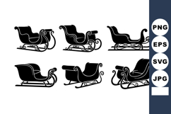 Black Vintage Sleigh Silhouettes Vector Set Product Image 1