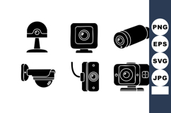 Security Camera Icons Vector Silhouette Set Product Image 1