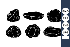 Black Coal Vector Set Cracked Texture Pieces Product Image 1