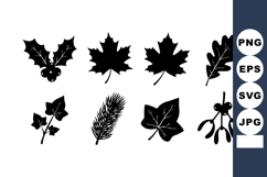 Black Silhouette Autumn Leaves and Branches Vector Product Image 1