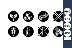 Food Allergy Icons Intolerance Warning Vector Product Image 1