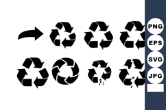 Black Recycling Symbols Arrows Circular Loops Vector Product Image 1