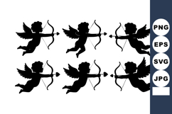 Cupid Silhouettes With Bows And Arrows Vector Product Image 1