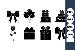 Celebration Icons with Bow Balloon Cake Rose Gift Product Image 1