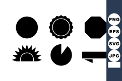 Black Circle Sunburst Seal Banner Shapes Vector Product Image 1