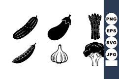Black Silhouette Vegetables Vector Illustration Product Image 1