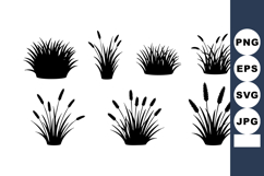 Black Silhouette Grass Plants Vector Set Nature Product Image 1