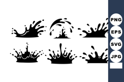 Black Water Splash Vector Collection Silhouettes Product Image 1