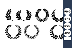 Laurel Wreath Black Silhouette Vector Design Set Product Image 1