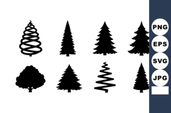 Black Tree Silhouettes Pine Fir Leafy Vector Product Image 1