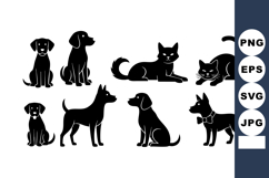 Black Dog and Cat Silhouettes Vector Set Product Image 1