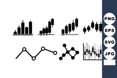 Black Candlestick Line Charts Stock Market Vector Product Image 1
