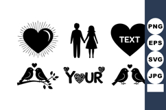 Romantic Heart Love Couple Birds Vector Design Product Image 1