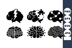 Brain Icons Lightning Puzzle Network Vector Product Image 1